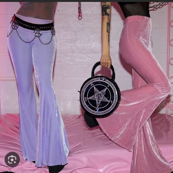 Killstar Moondance super soft velvet pastel goth bellbottoms! fave pants! SOLD - Picture 6 of 8